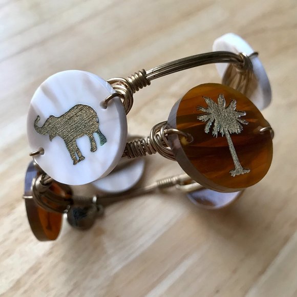 Bourbon & Bowties / Moon And Lola Tortoise Palm & Elephant Bangle Bracelets 🌴🐘 - Picture 2 of 9